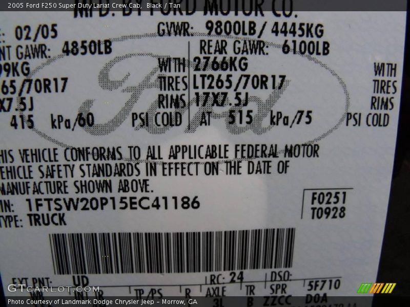 Black / Tan 2005 Ford F250 Super Duty Lariat Crew Cab