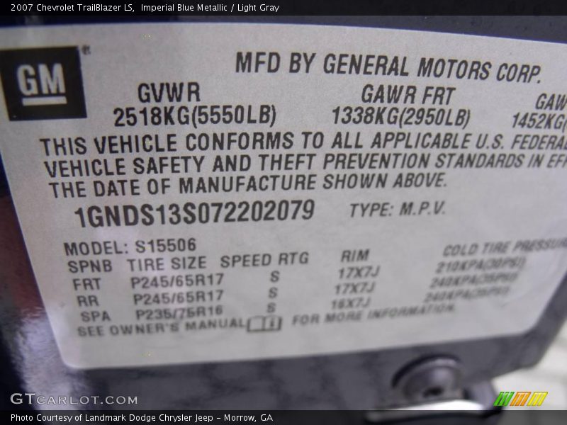 Imperial Blue Metallic / Light Gray 2007 Chevrolet TrailBlazer LS