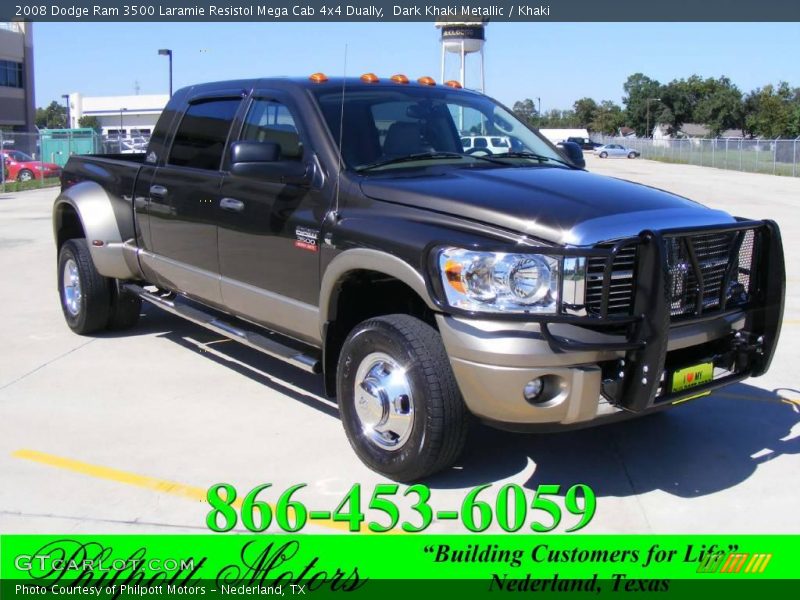 Dark Khaki Metallic / Khaki 2008 Dodge Ram 3500 Laramie Resistol Mega Cab 4x4 Dually