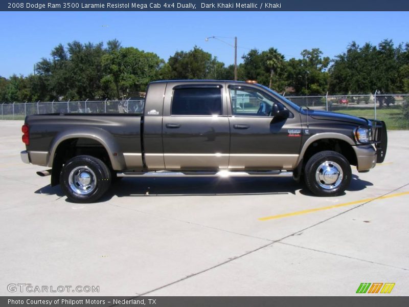 Dark Khaki Metallic / Khaki 2008 Dodge Ram 3500 Laramie Resistol Mega Cab 4x4 Dually