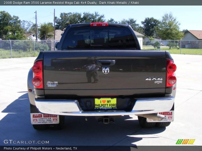 Dark Khaki Metallic / Khaki 2008 Dodge Ram 3500 Laramie Resistol Mega Cab 4x4 Dually