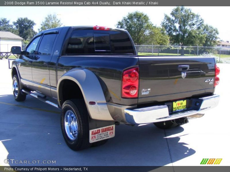 Dark Khaki Metallic / Khaki 2008 Dodge Ram 3500 Laramie Resistol Mega Cab 4x4 Dually