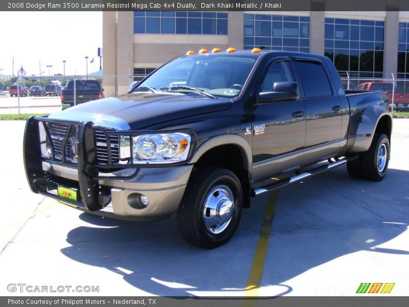 Dark Khaki Metallic / Khaki 2008 Dodge Ram 3500 Laramie Resistol Mega Cab 4x4 Dually