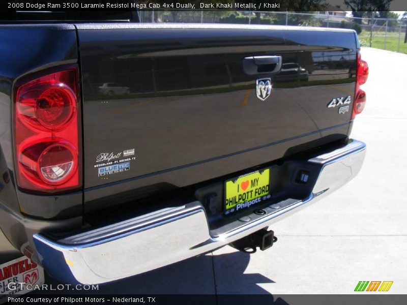 Dark Khaki Metallic / Khaki 2008 Dodge Ram 3500 Laramie Resistol Mega Cab 4x4 Dually