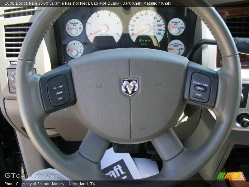 Dark Khaki Metallic / Khaki 2008 Dodge Ram 3500 Laramie Resistol Mega Cab 4x4 Dually