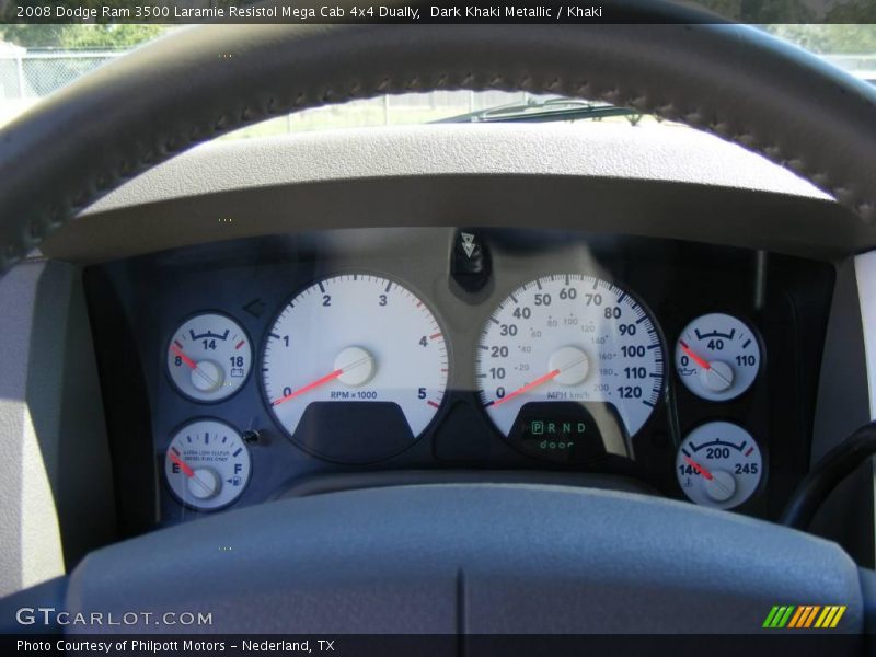 Dark Khaki Metallic / Khaki 2008 Dodge Ram 3500 Laramie Resistol Mega Cab 4x4 Dually