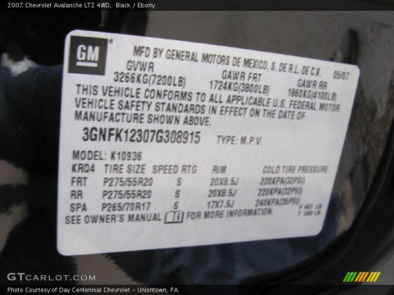 Black / Ebony 2007 Chevrolet Avalanche LTZ 4WD