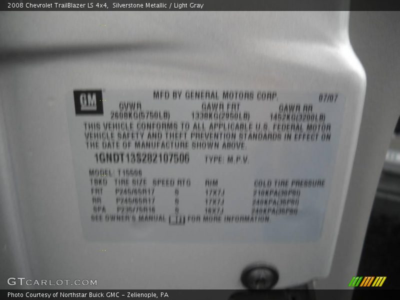 Silverstone Metallic / Light Gray 2008 Chevrolet TrailBlazer LS 4x4
