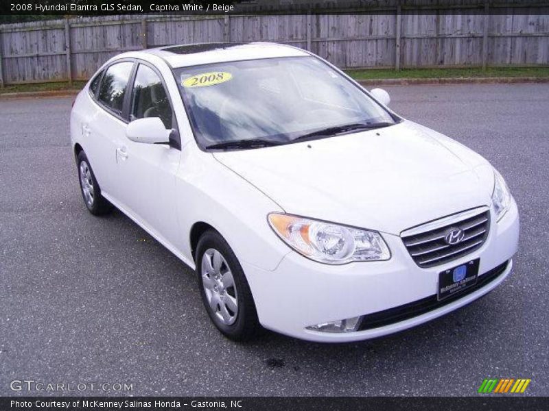 Captiva White / Beige 2008 Hyundai Elantra GLS Sedan