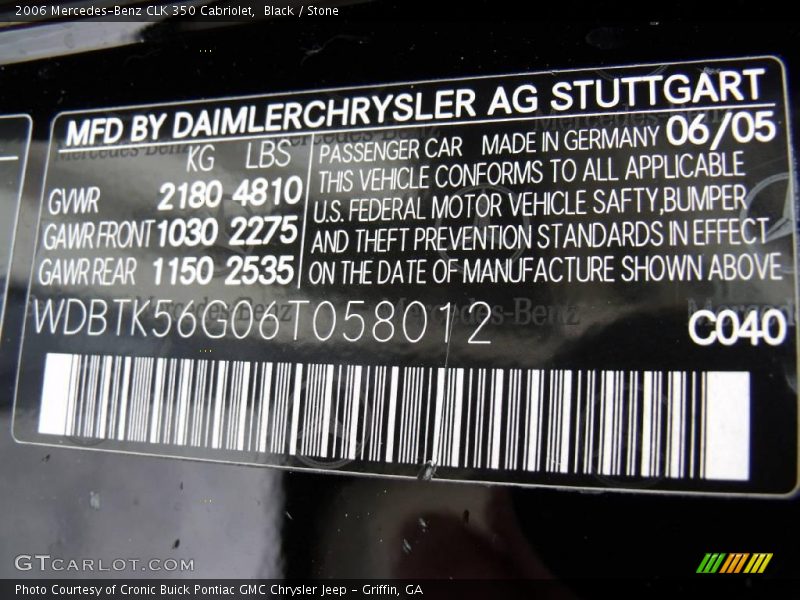 Black / Stone 2006 Mercedes-Benz CLK 350 Cabriolet