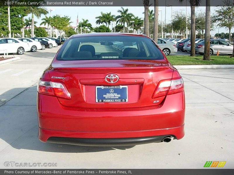 Barcelona Red Metallic / Dark Charcoal 2007 Toyota Camry SE