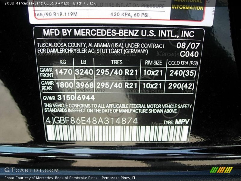 Black / Black 2008 Mercedes-Benz GL 550 4Matic