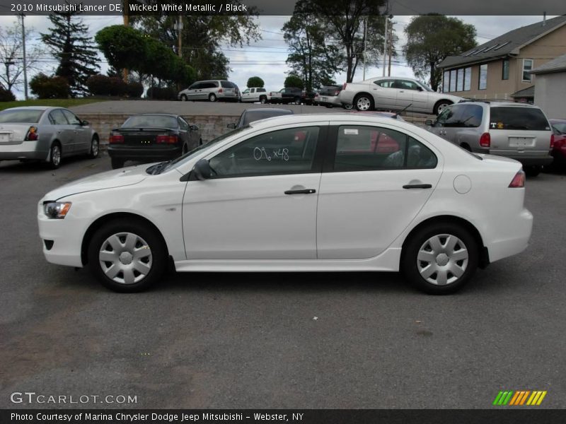 Wicked White Metallic / Black 2010 Mitsubishi Lancer DE