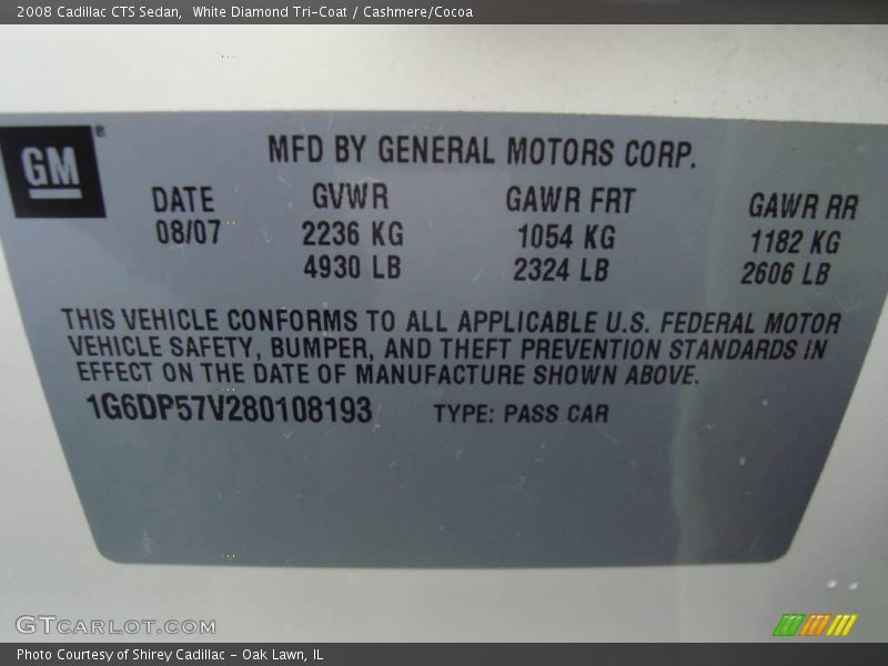 White Diamond Tri-Coat / Cashmere/Cocoa 2008 Cadillac CTS Sedan