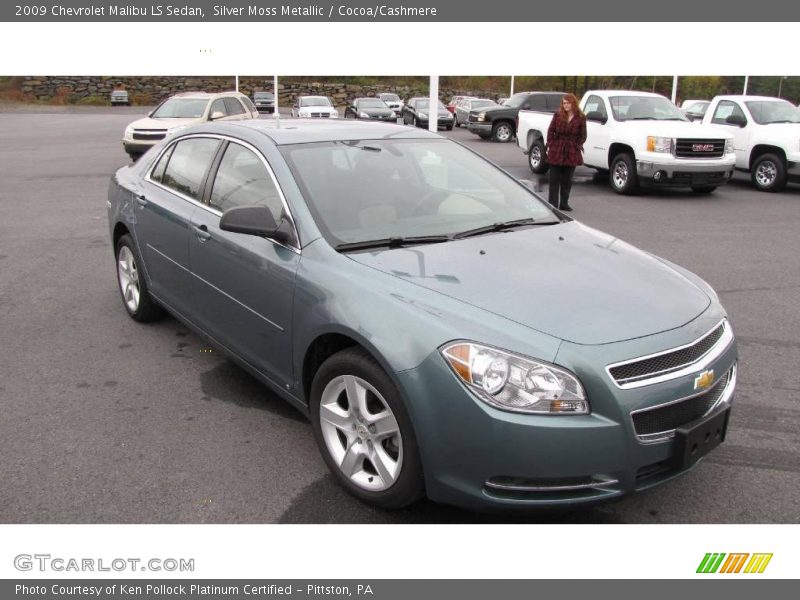 Silver Moss Metallic / Cocoa/Cashmere 2009 Chevrolet Malibu LS Sedan