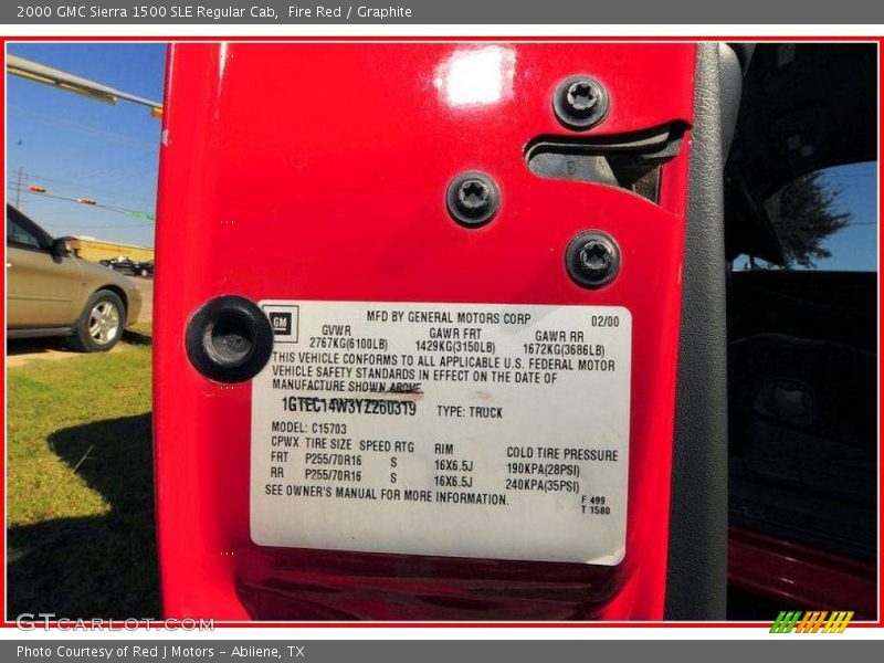 Fire Red / Graphite 2000 GMC Sierra 1500 SLE Regular Cab