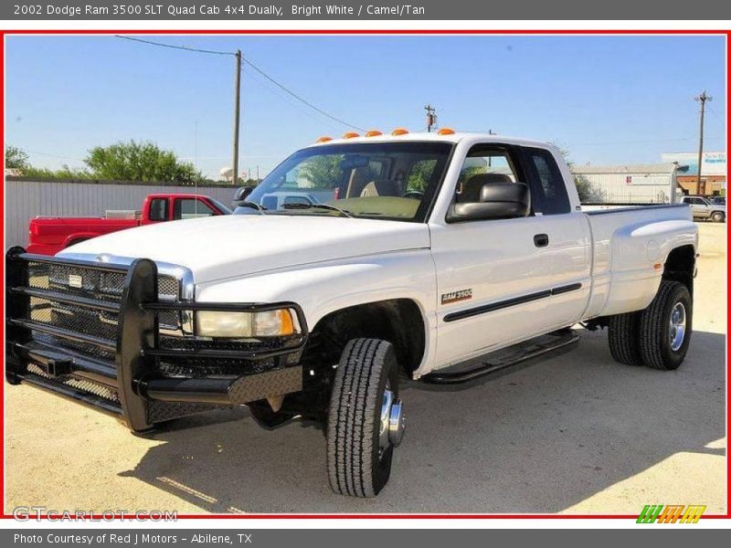 Bright White / Camel/Tan 2002 Dodge Ram 3500 SLT Quad Cab 4x4 Dually
