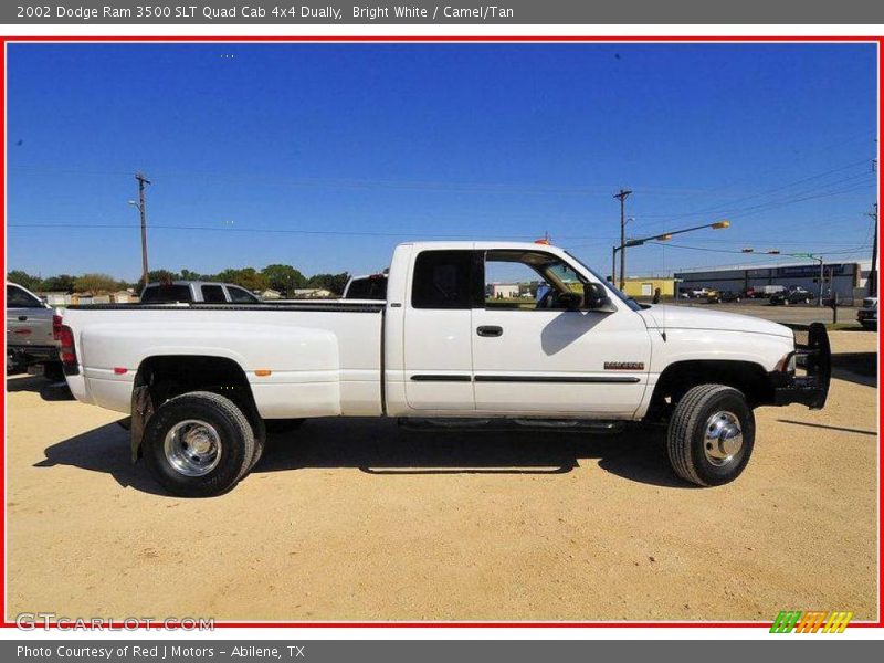 Bright White / Camel/Tan 2002 Dodge Ram 3500 SLT Quad Cab 4x4 Dually
