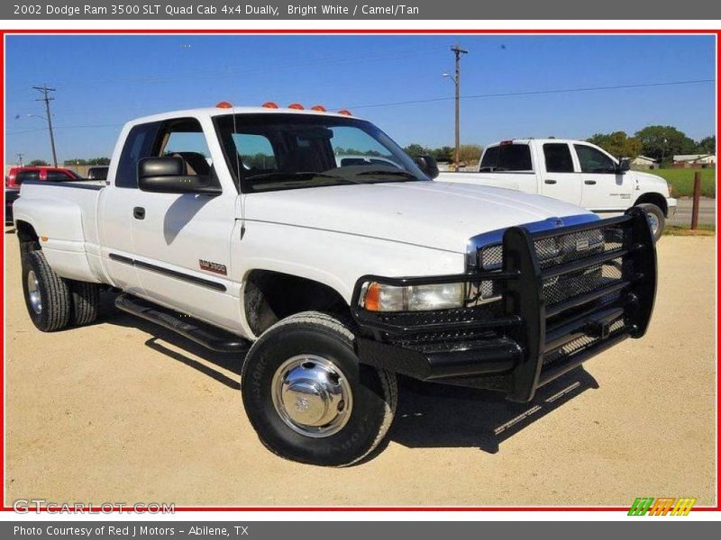 Bright White / Camel/Tan 2002 Dodge Ram 3500 SLT Quad Cab 4x4 Dually