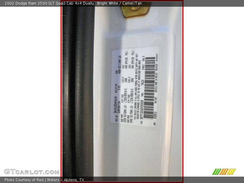 Bright White / Camel/Tan 2002 Dodge Ram 3500 SLT Quad Cab 4x4 Dually