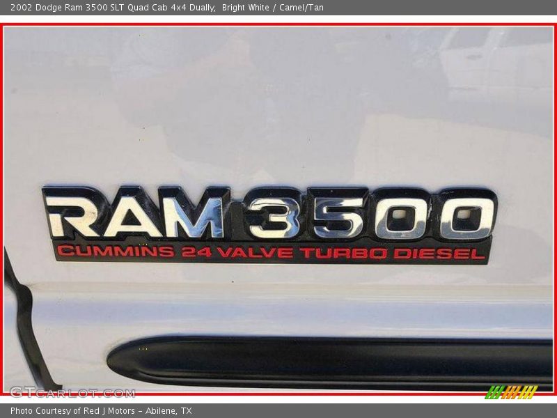 Bright White / Camel/Tan 2002 Dodge Ram 3500 SLT Quad Cab 4x4 Dually