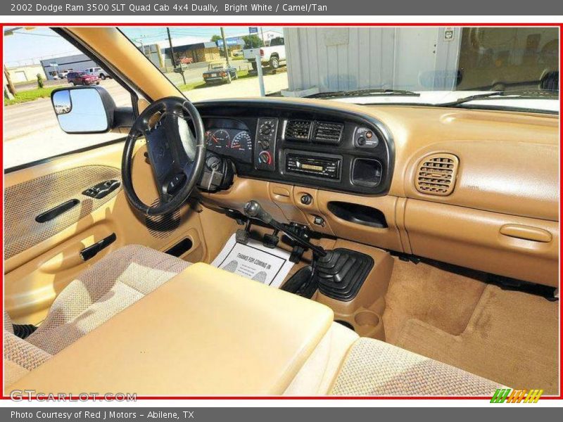 Bright White / Camel/Tan 2002 Dodge Ram 3500 SLT Quad Cab 4x4 Dually