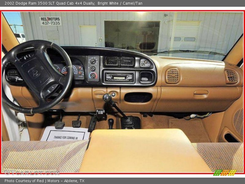 Bright White / Camel/Tan 2002 Dodge Ram 3500 SLT Quad Cab 4x4 Dually