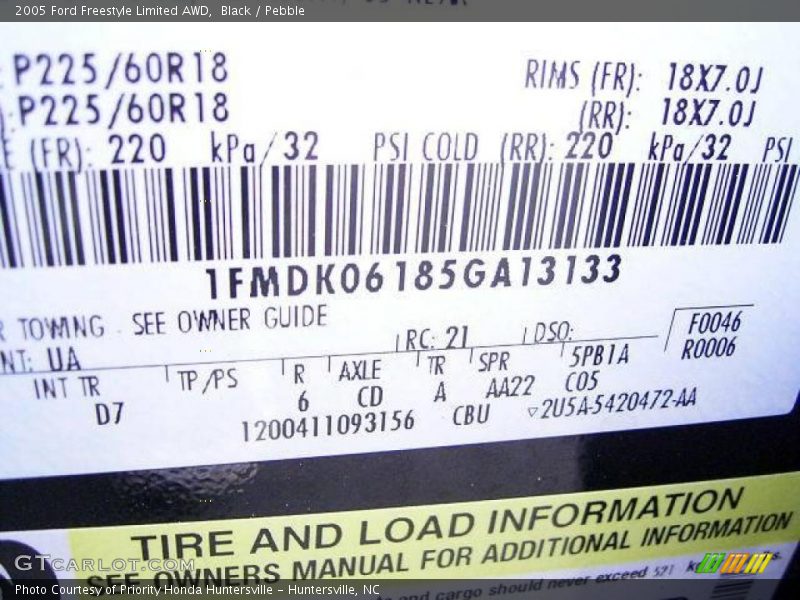 Black / Pebble 2005 Ford Freestyle Limited AWD