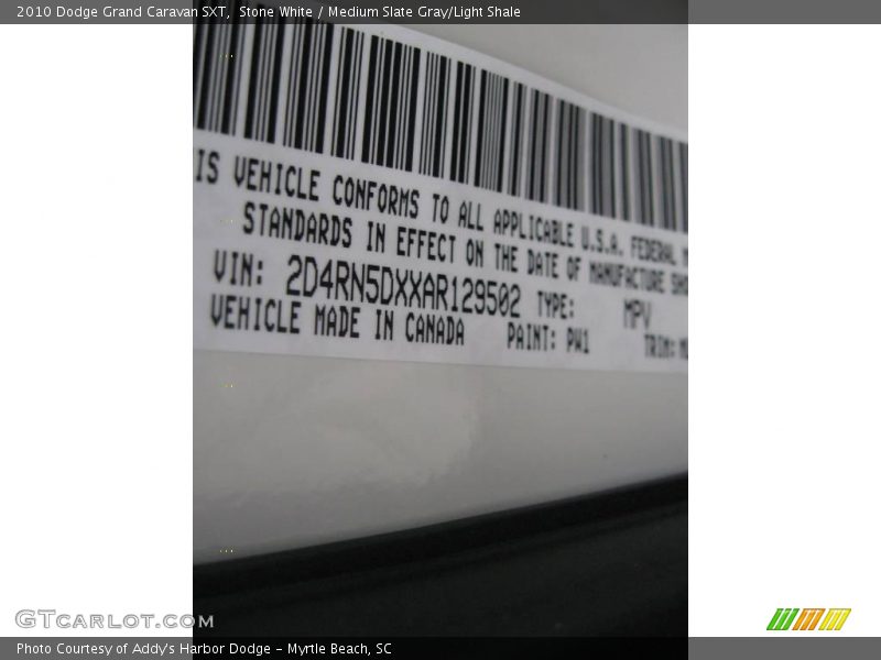 Stone White / Medium Slate Gray/Light Shale 2010 Dodge Grand Caravan SXT