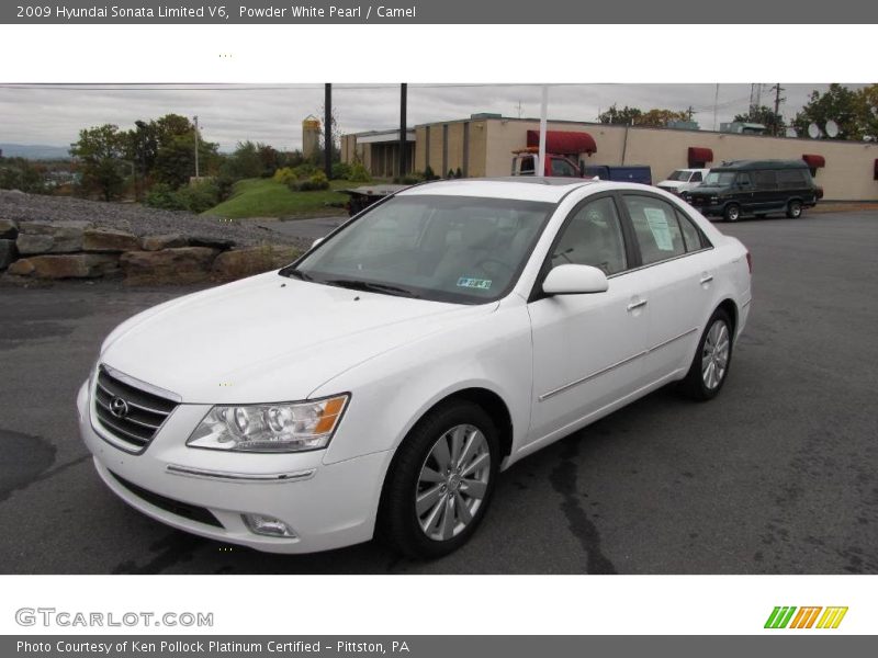 Powder White Pearl / Camel 2009 Hyundai Sonata Limited V6