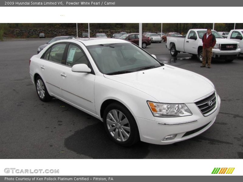Powder White Pearl / Camel 2009 Hyundai Sonata Limited V6
