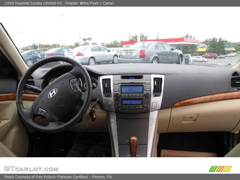 Powder White Pearl / Camel 2009 Hyundai Sonata Limited V6