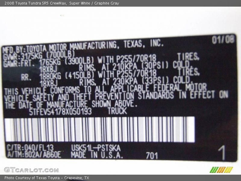 Super White / Graphite Gray 2008 Toyota Tundra SR5 CrewMax