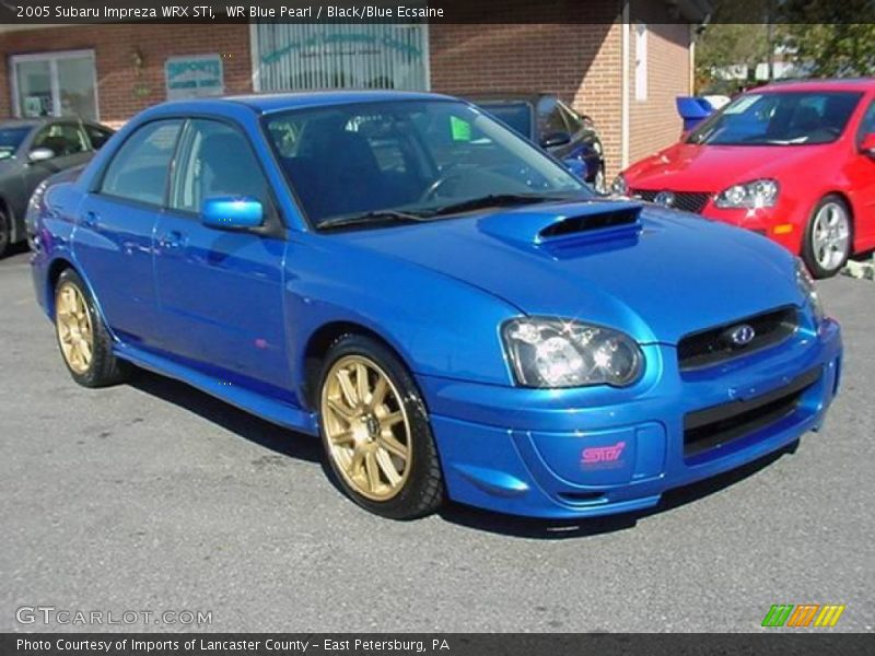 WR Blue Pearl / Black/Blue Ecsaine 2005 Subaru Impreza WRX STi