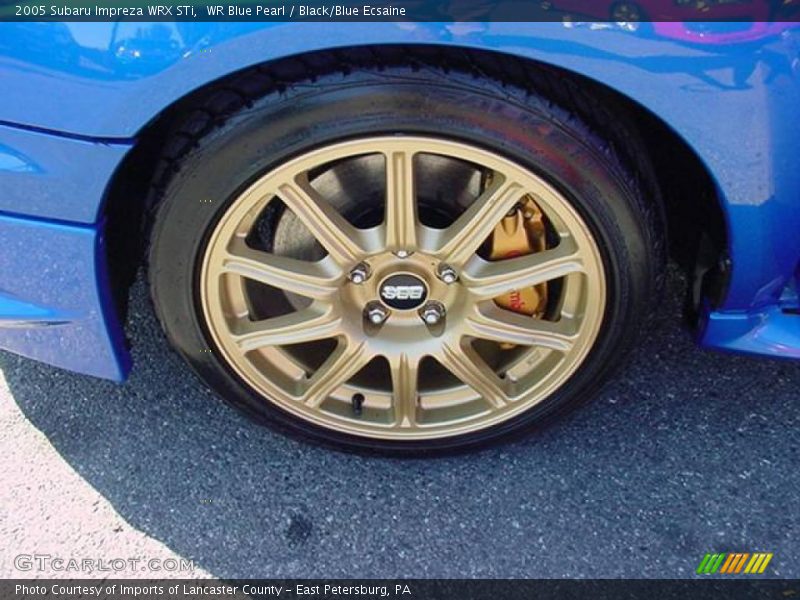 WR Blue Pearl / Black/Blue Ecsaine 2005 Subaru Impreza WRX STi