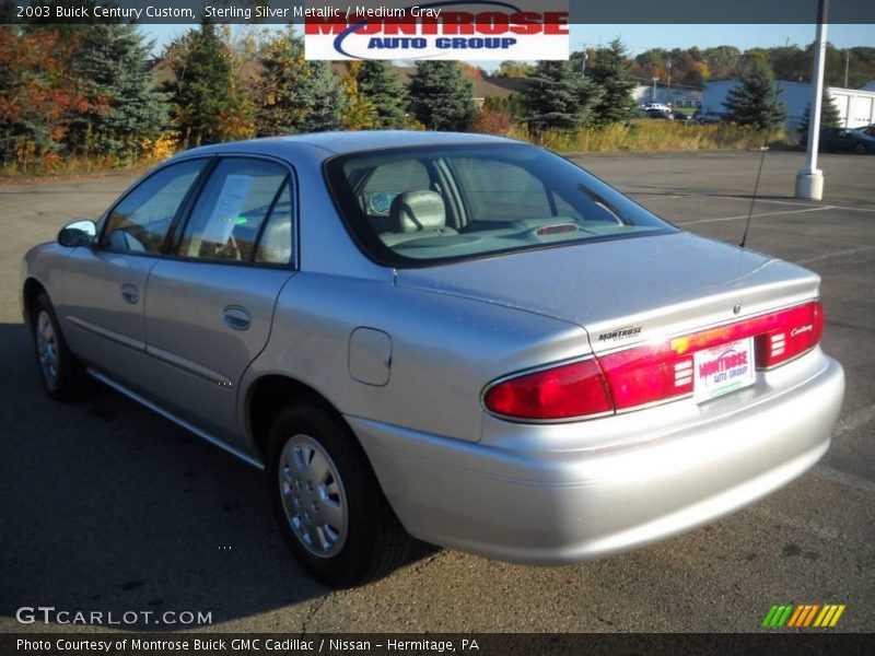 Sterling Silver Metallic / Medium Gray 2003 Buick Century Custom
