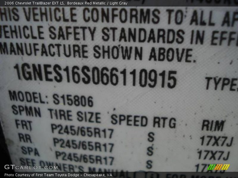 Bordeaux Red Metallic / Light Gray 2006 Chevrolet TrailBlazer EXT LS