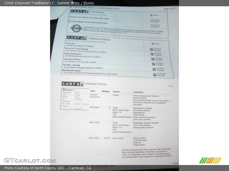 Summit White / Ebony 2008 Chevrolet TrailBlazer LT