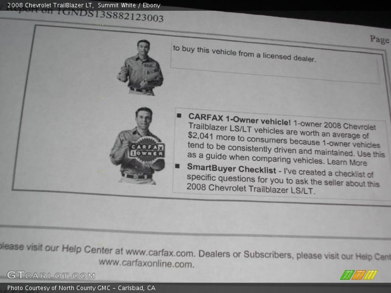 Summit White / Ebony 2008 Chevrolet TrailBlazer LT