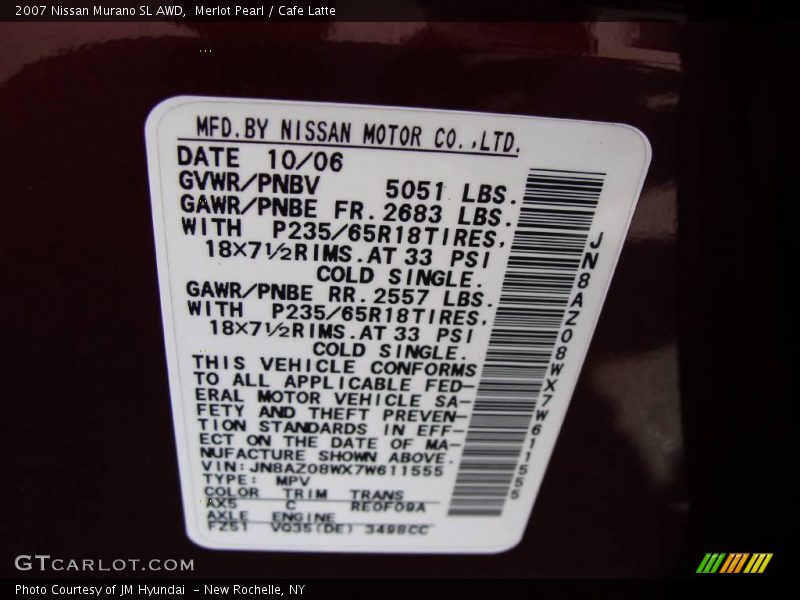 Merlot Pearl / Cafe Latte 2007 Nissan Murano SL AWD