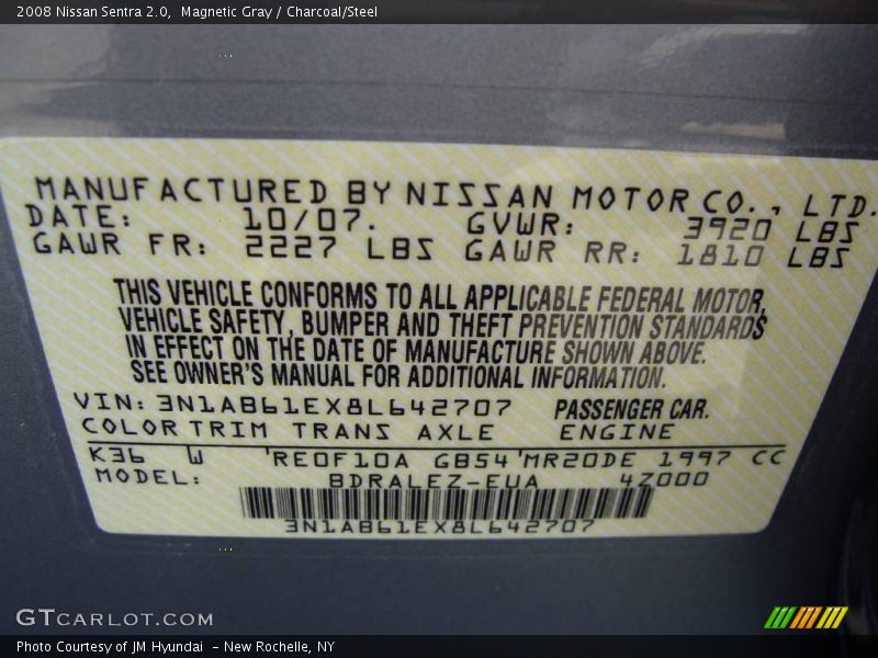 Magnetic Gray / Charcoal/Steel 2008 Nissan Sentra 2.0