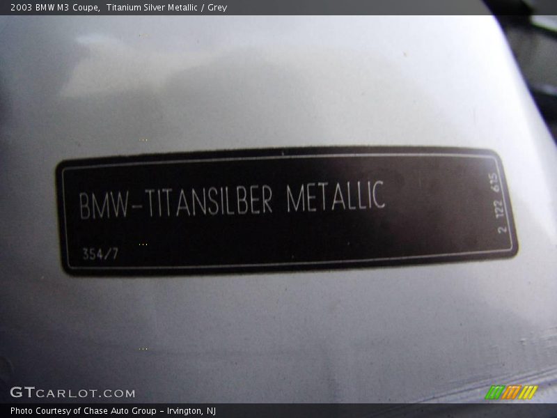Titanium Silver Metallic / Grey 2003 BMW M3 Coupe