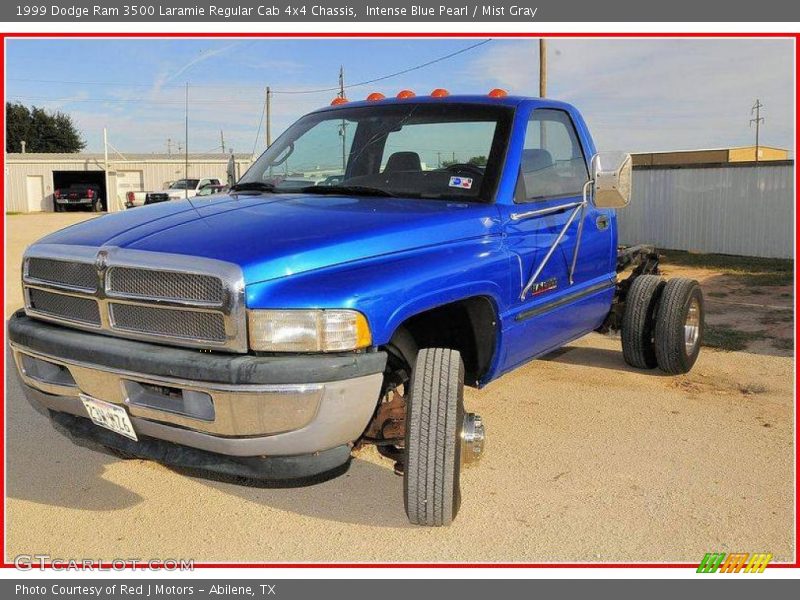 Intense Blue Pearl / Mist Gray 1999 Dodge Ram 3500 Laramie Regular Cab 4x4 Chassis