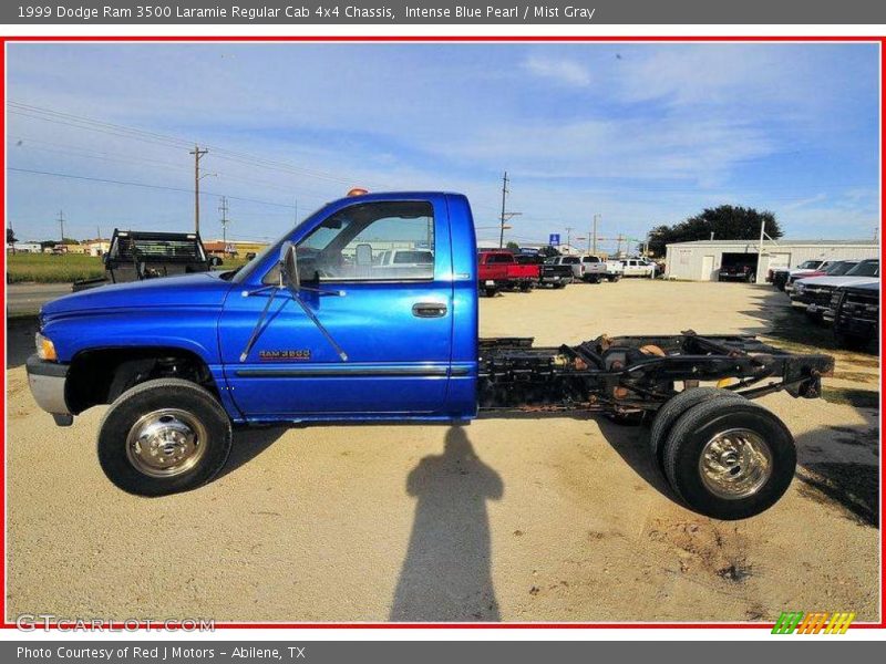 Intense Blue Pearl / Mist Gray 1999 Dodge Ram 3500 Laramie Regular Cab 4x4 Chassis