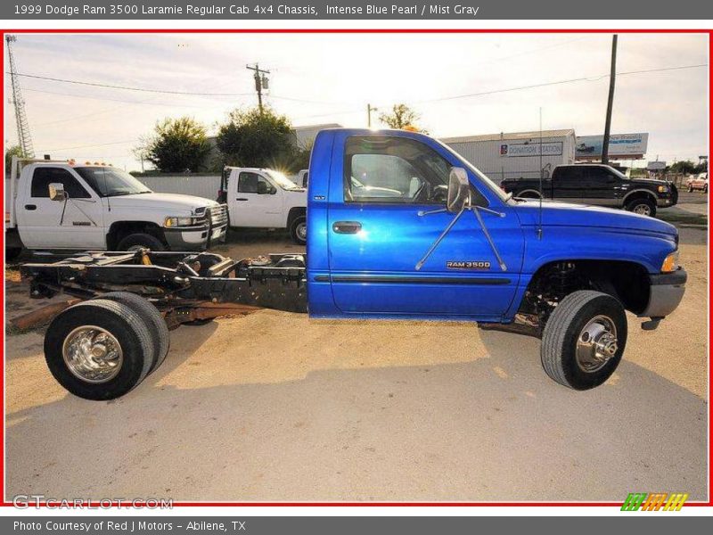 Intense Blue Pearl / Mist Gray 1999 Dodge Ram 3500 Laramie Regular Cab 4x4 Chassis