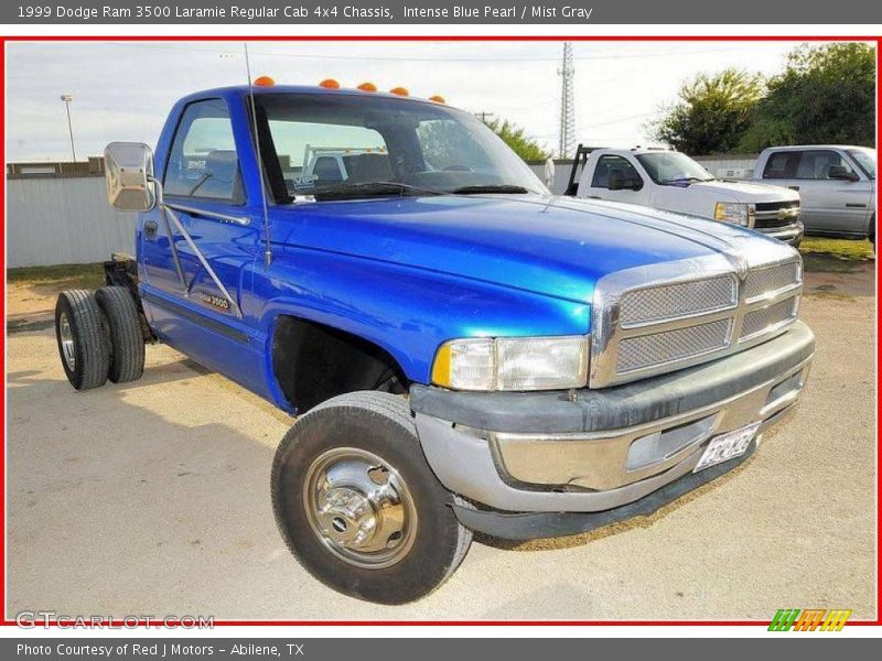 Intense Blue Pearl / Mist Gray 1999 Dodge Ram 3500 Laramie Regular Cab 4x4 Chassis