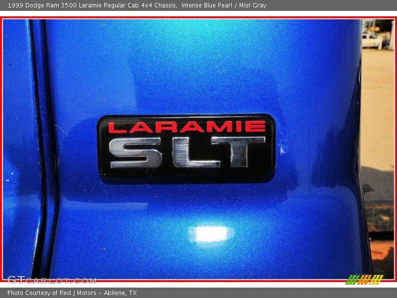 Intense Blue Pearl / Mist Gray 1999 Dodge Ram 3500 Laramie Regular Cab 4x4 Chassis