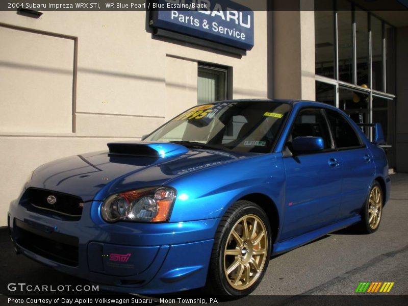 WR Blue Pearl / Blue Ecsaine/Black 2004 Subaru Impreza WRX STi