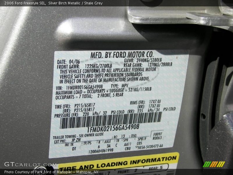 Silver Birch Metallic / Shale Grey 2006 Ford Freestyle SEL