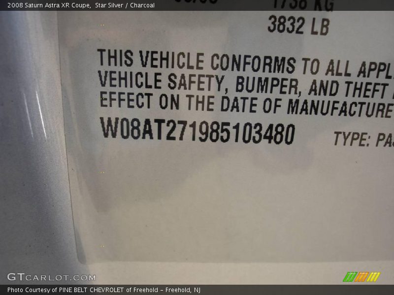 Star Silver / Charcoal 2008 Saturn Astra XR Coupe